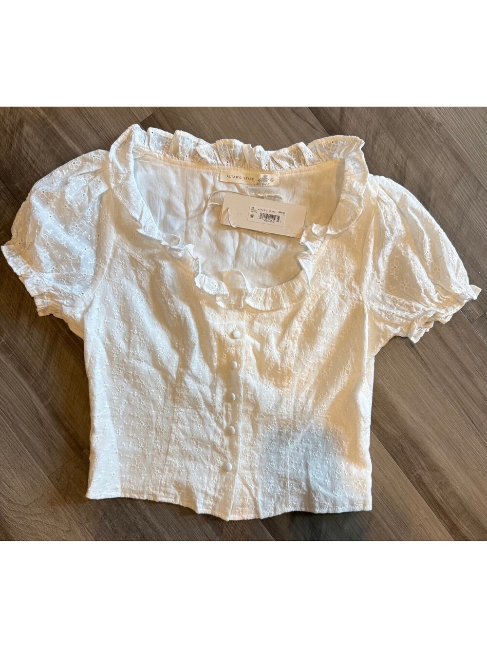 Altar'd State White Eyelet Crop Top Size Small NWT